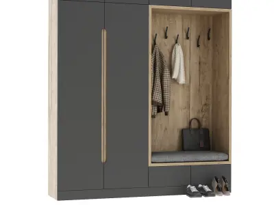 Hallway with clothes and shoes 3D model