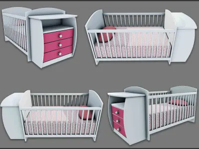 Cribs Furniture Low-poly 3D model
