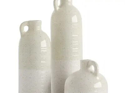 White Speckled Jud Vase Trio 3D model