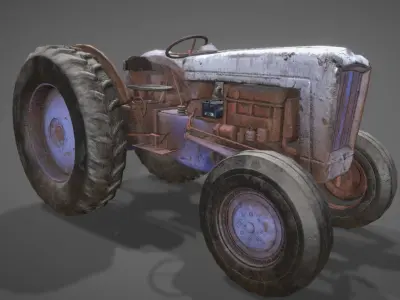 Old Tractor low poly Low-poly 3D model