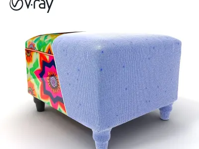 Colorful Ottoman with Floral Pattern model pack Low-poly 3D model