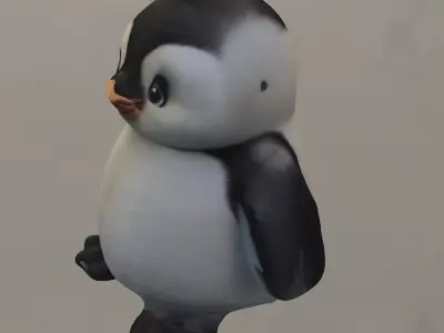 Cute Baby Penguin Low-poly 3D model