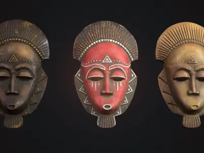 African mask 3 Low-poly 3D model
