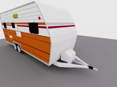 Retro Travel Trailer Game Ready Asset Free low-poly 3D model