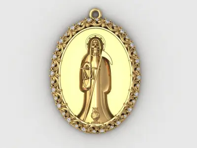  santa muerte holy death small size pendant 3D STL 3DM skull 3D print model