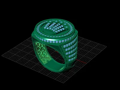 Print Ready STL 3DM  Gents Rings Diamond Men Ring  3D print model 23