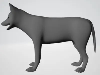Gray Wolf Base Mesh  Low-poly 3D model