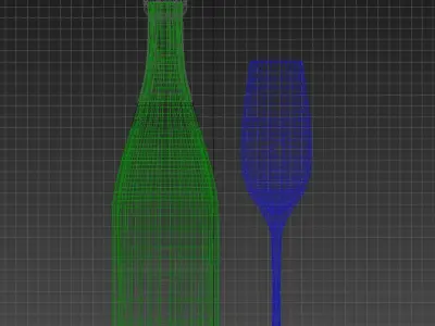 Champagne with glass 3D model