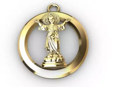 Medallon Divino nino Jesus - Divine Child Jesus  pendant 3D print model