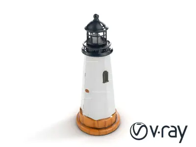 Chipped Paint Lighthouse with Stone Base model pack Low-poly 3D model