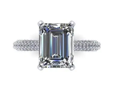 Emerald cut Diamond classic ring 1 3D print model
