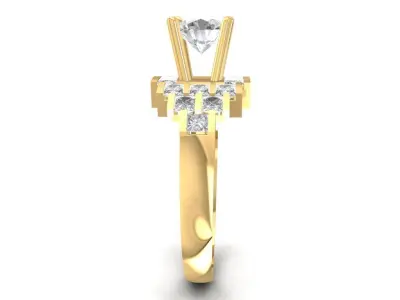 Luxury Round Diamond Engagement Ring for Women  1124 3D print model