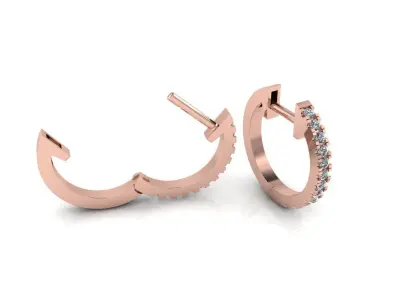 Round Earring Diamond Hoops  3D print model