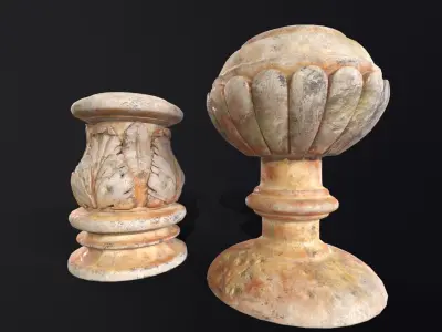 Marble Floral Garden Decoration Low-poly 3D model 2