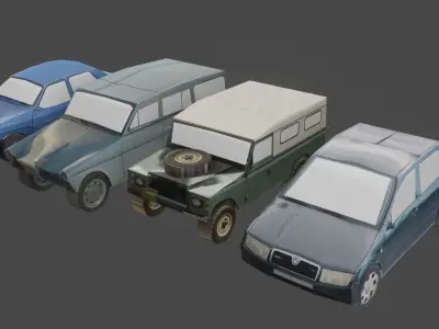 4 low poly cars four Low-poly 3D model