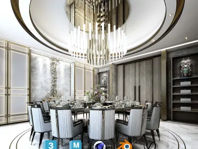 Ultimate VIP Restaurant Lounge - Complete 3D Interior Set Low-poly 3D model