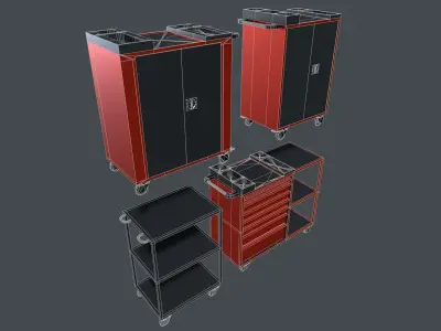 tool cabinet set Low-poly 3D model