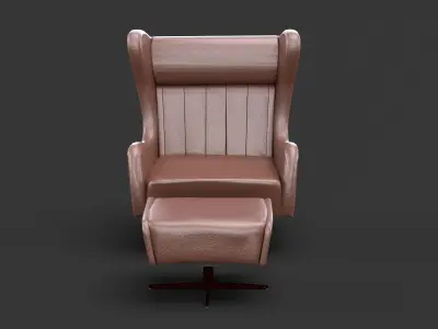 Luxury Accent chair with Footstool 3D model