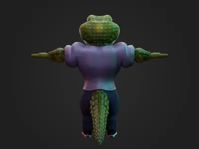 Stylized Anthropomorphic Crocodile Character  Rigged  3D model