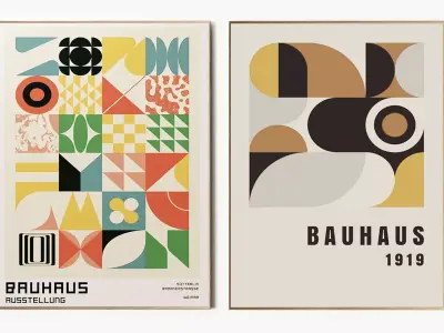 Bauhaus multicolour Poster set 3D model