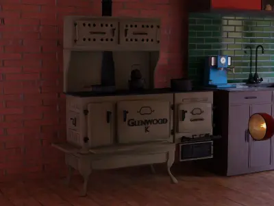 3d retro living room  3D model