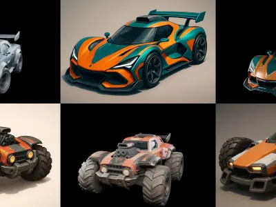 Gt one Car bundle 7 pack 100 glb 3D model