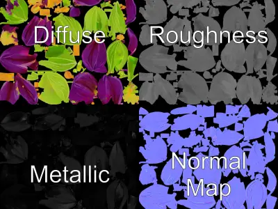 Vibrant Purple Flower D Model Pack Low-poly 3D model