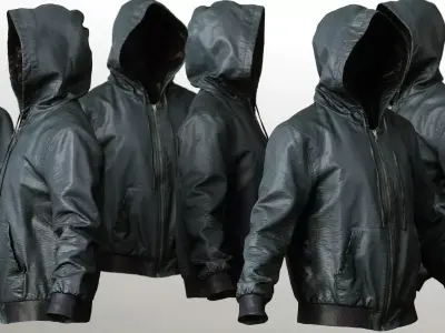 Mens Clothing Leather Jacket Hoodie Low-poly 3D model