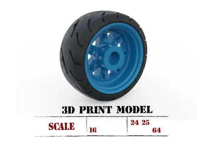 STL resin kit Tire Rims Wheel set for scale cars  3D print model