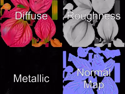 Pink Botanical Leaves model pack Low-poly 3D model