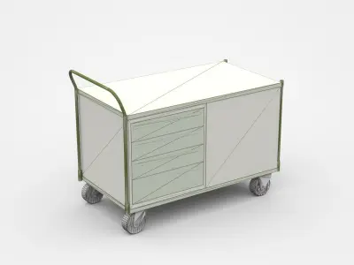 Green Tool Cart On Wheels 3D model