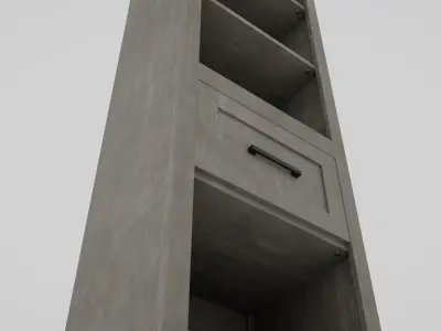 Narrow Storage Cabinet with Drawer and 5 Tier Shelf Low-poly 3D model