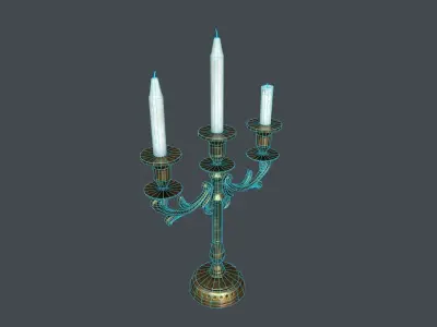 Candle holder and candles Low-poly 3D model