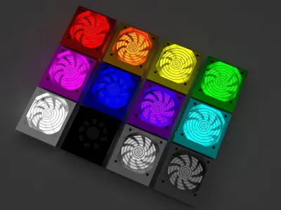 Power Supply Units Set With Glow In The Dark Fan 3D model