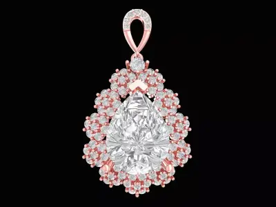 Luxury Pear Cut Diamond Halo Pendant 3D Model 3243 3D print model