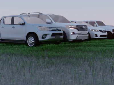 5 Rigged cars high poly 3d Models Free 3D model