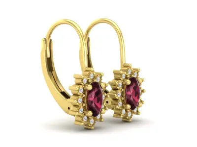 AV 476 Ladies Flower Shape Cluster Dangling Drop Earrings 3D print model