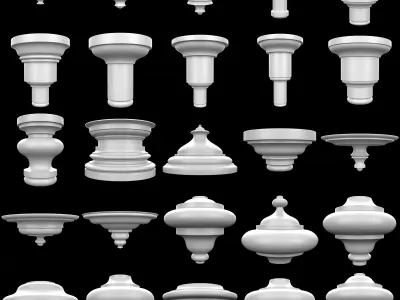 70 Column Rings 3d Model Pack Low-poly 3D model