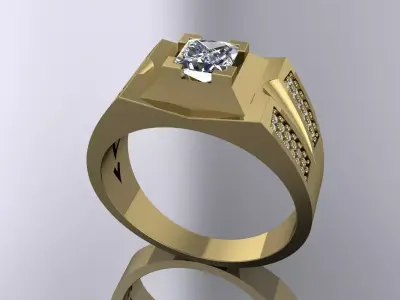 Elegant Mens Ring Jewelry Gold 3D print model