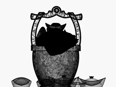Chinese gold ingot bucket 3D model