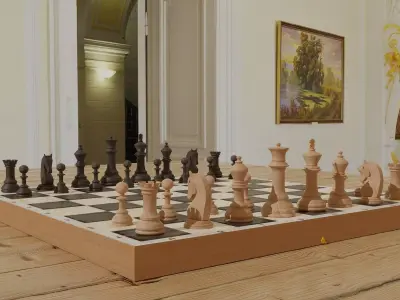 Chessboard model cobined with backgammon 3D model