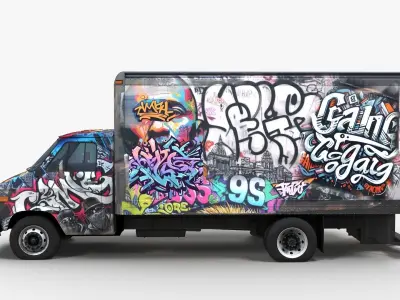 Graffiti truck Low-poly 3D model