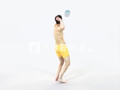 Virtue 04L Beach Serving Sports Man Low-poly 3D model