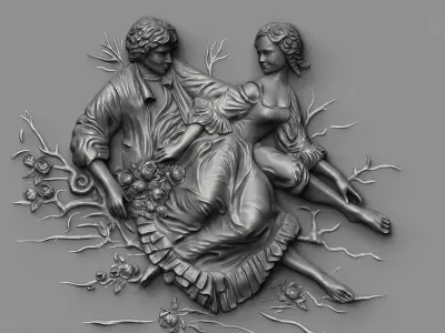 AMOUR couple in ornate frame 3D print model