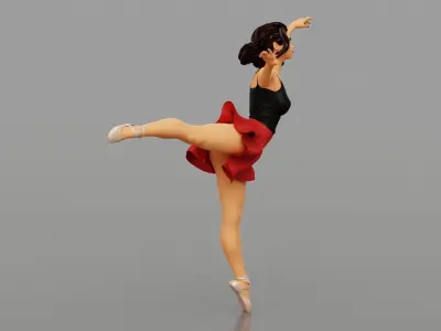 Beautiful Graceful Ballerina Girl Ballet Pose 3D print model