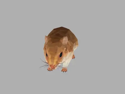 Sand Mouse Low Polygon Art  Animal maus Low-poly 3D model