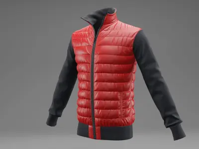 Winter jacket Red Low-poly 3D model