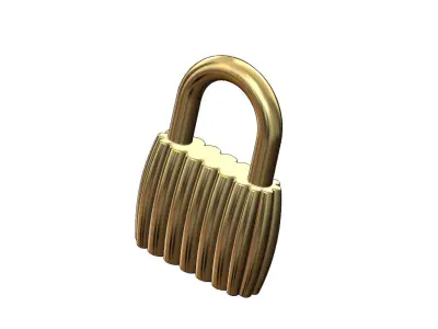 Ribbed padlock pendant and charm 3D print model