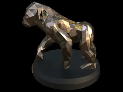  Steampunk Gorilla Pose Low-poly 3D model