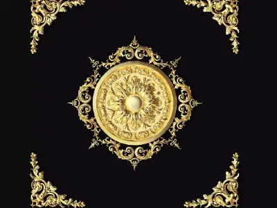 Central and corner decor ornament for furniture 3D model